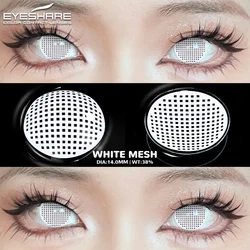 EYESHARE Halloween Crazy Eye Cosmetic Contact Lenses - White, Red, and Black 2 - Pack (WHITE - MESH)