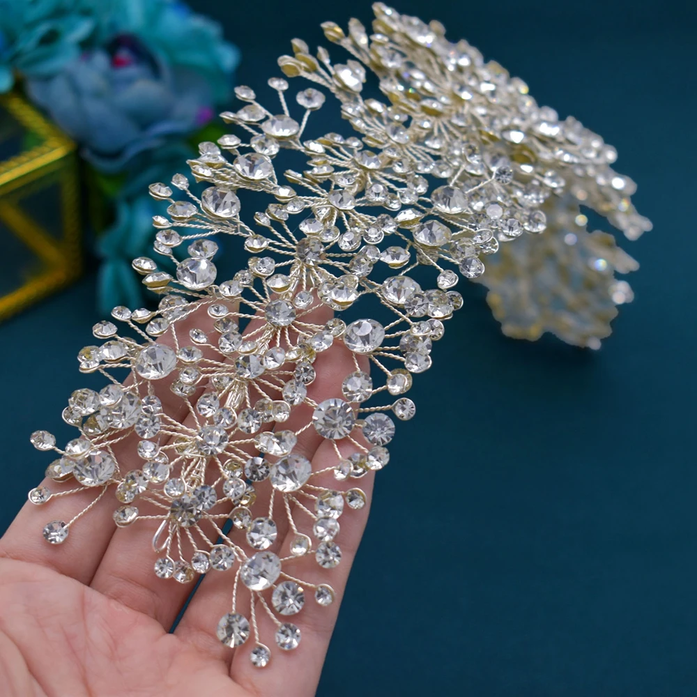 A107 Silver Wedding Headband Rhinestones Bride Headpiece for Young Girls Headwear Jewelry Crystal Women Tiaras Bride Headdress