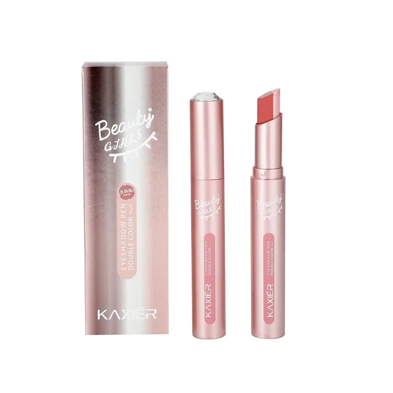 Waterproof Bling Double Color Gradient Velvet Eye Shadow Stick Last Shimmer Metallic Eyeshadow Pen Cosmetics Beauty Makeup Tools