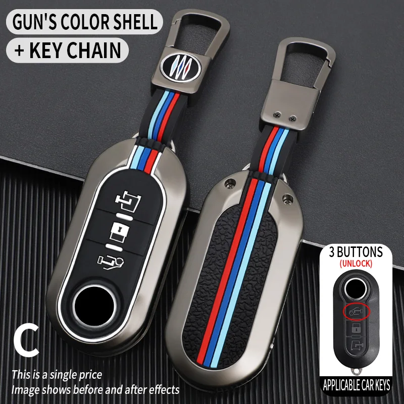Custodia per chiave auto in lega di zinco Shell Fob per FIAT 500 Ducato panda Punto 500L lancia musa per Citroen jumper per Peugeot Boxer - Sa3f2551600a04ca485b10756902179ba2