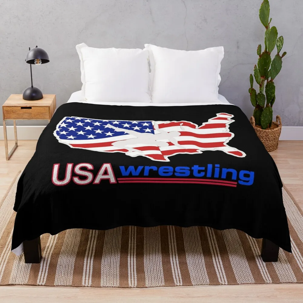 

Terrific USA Wrestling Design Throw Blanket Flannel Fabric Luxury Blanket Cute Blanket Summer Blanket
