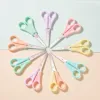 Creative Solid Colors Plastic Handle Stainless Steel Ruler Function Blade Simple Safe Children Students Study Homework Scissors 2
