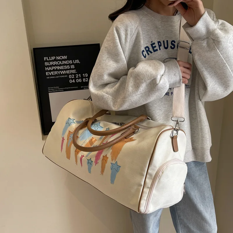 2024 New Short Distance Capacity Canvas Fashionable Women's Lightweight Luggage Bag Portable Outdoor Yoga and Women Travel Bags
