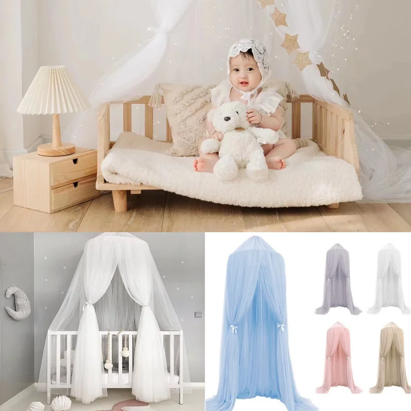 Newborn Baby Photography Props Nordic Princess Crown Dome Bed Net Mesh Tent Decoration Photoshoot Studio Shoot Photo Props