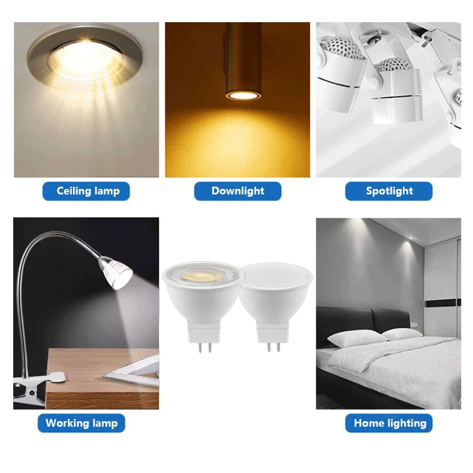 10PCS LED spotlight in-line GU5.3 Full voltage AC/DC12V/AC110V/AC220V MR16 No flicker warm white light 3W-8W suitable for study 4
