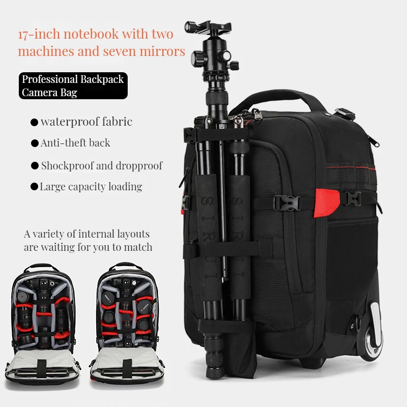 PinNengTrolleycamerabagWaterproofProfessionalDSLRCameraSuitcase