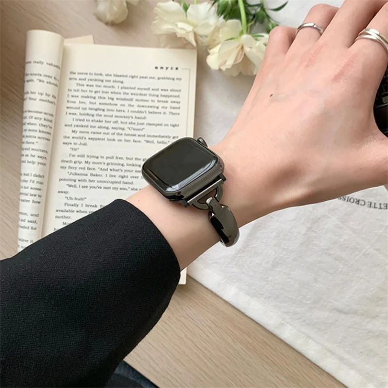 Steel Designer Apple Watch Band with Delicate Clasp