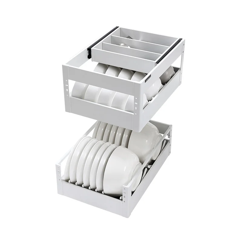Pull basket kitchen cabinets, small size dish drawer type bowl rack