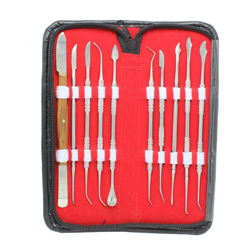 10pcs/set Dental Stainless Steel Wax Carving Tool Set Dentist Sculpture