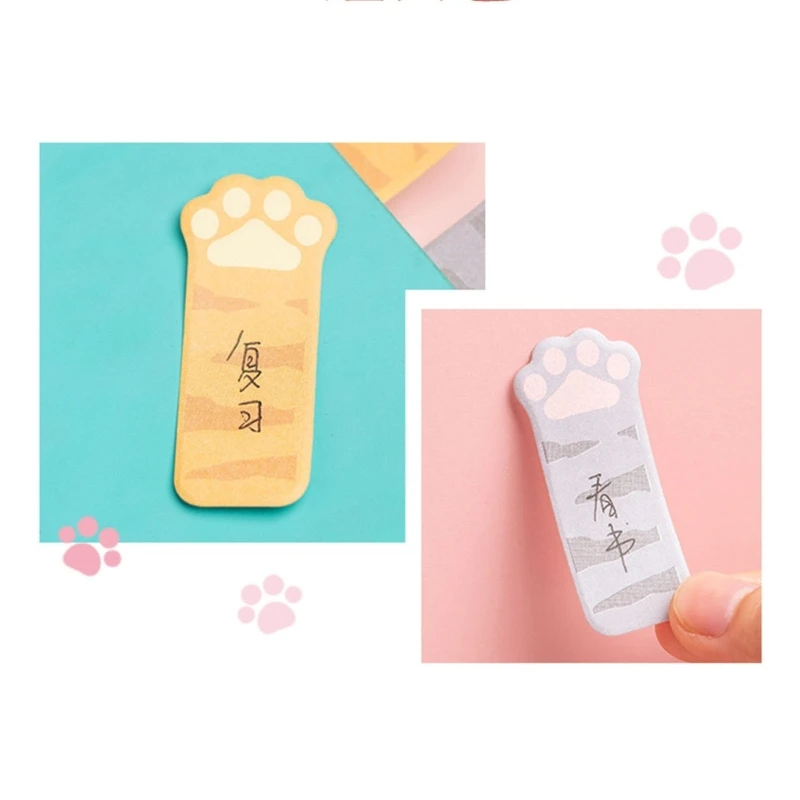 Sticky Notes, Animal Cat Paw Self-Stick Notes Marker Cartoon Sticky Memo Pad Shapes Marker Flags Tabs Supplies