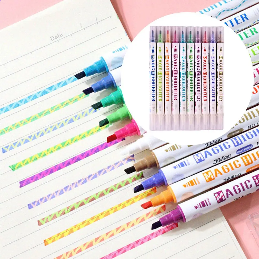 

10PCS/Set Office School Supplies Color Changing Magic Fluorescent Marker Paint Pen Highlighter Pen Set Drawing Tools