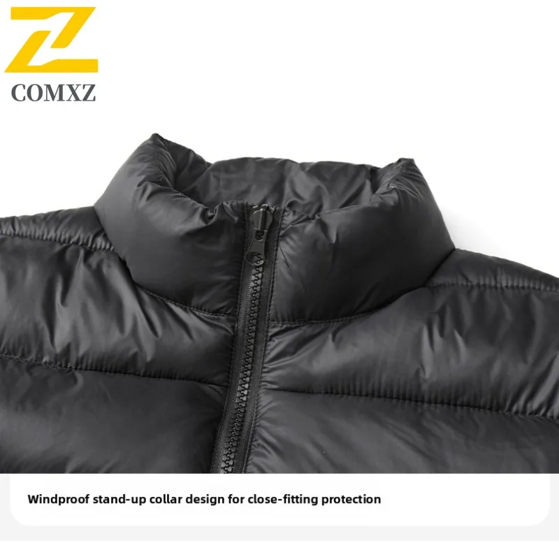 COMXZ Men Jacket Luxury Hooded Hiking Travel Thickened Coat Versatile Daily Style Lightweight Cold Resistant Winter New Clothing