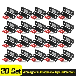 Ultra - Thin Magnetic Door Catch for Cabinets, Drawers, and Windows (20 Set - Black)