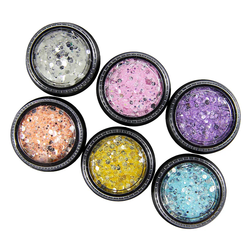 

6 Box/Set Resin Art Glitter Sequins Irridescent Holographic Nail Decoration Confetti Glitter 3D Pigment Powder Shiny Confetti