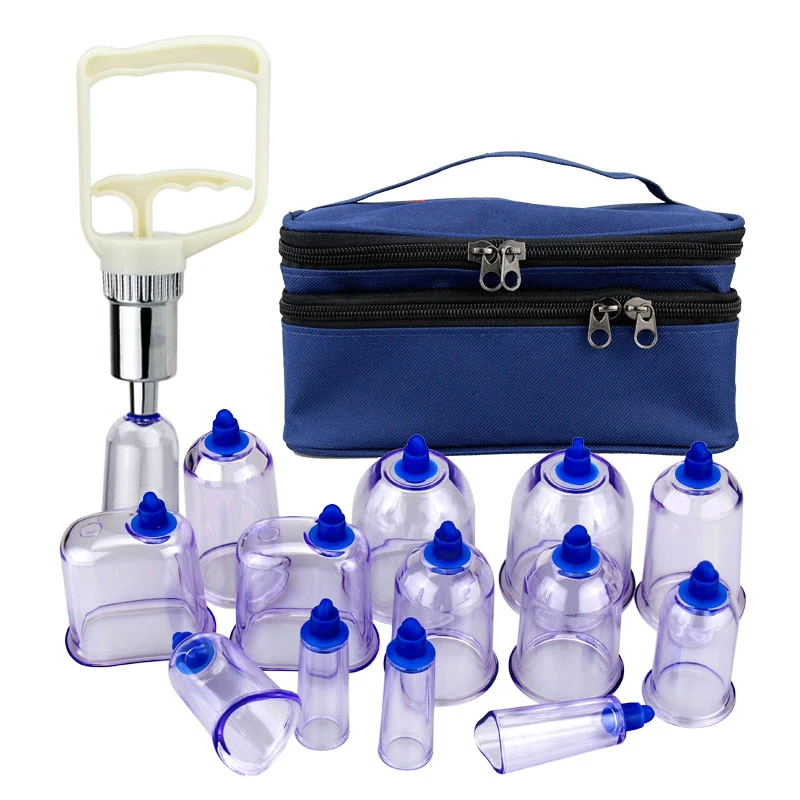 Meridian acupoint dredge therapy XieXue TCM 13 cans vacuum cupping device beauty body massage