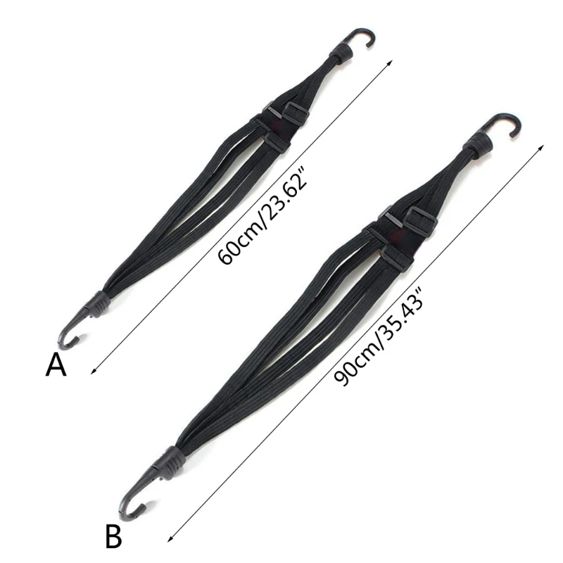 Bicycles Lashing Strap Elastic Luggage Strap Tension Ropes with Hooks 60-170cm Adjustable 2 pcs