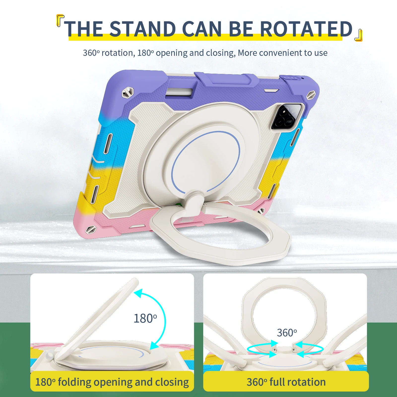 Universal 11.2-Inch Rotatable Stand Case - Heavy Duty Armor Shockproof Cover with Handle Strap