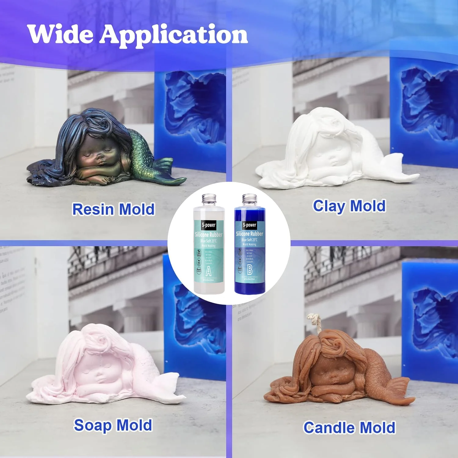 Platinu Silicone Mold Making 1:1 Mix Ratio, Food-Safe & Non-Toxic for Resin Casting, Candle & Soap Molds, Self-Debubbling 25A