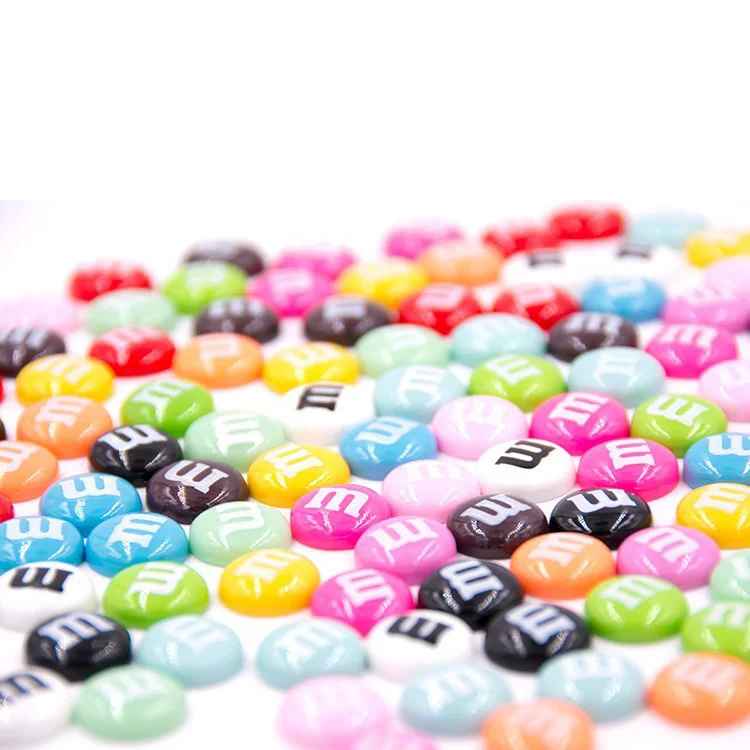 

100 pcs Colorful Kawaii Resin Chocolate Beans M Miniature Chocolate Bean DIY Scrapbook Embellishment Deco Parts For Phone Case