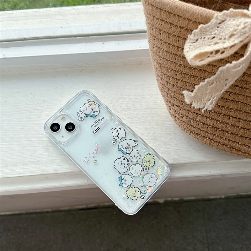 Kawaii Anime Glitter Quicksand Liquid Phone Case - Clear Decorative Hard Shell Cover