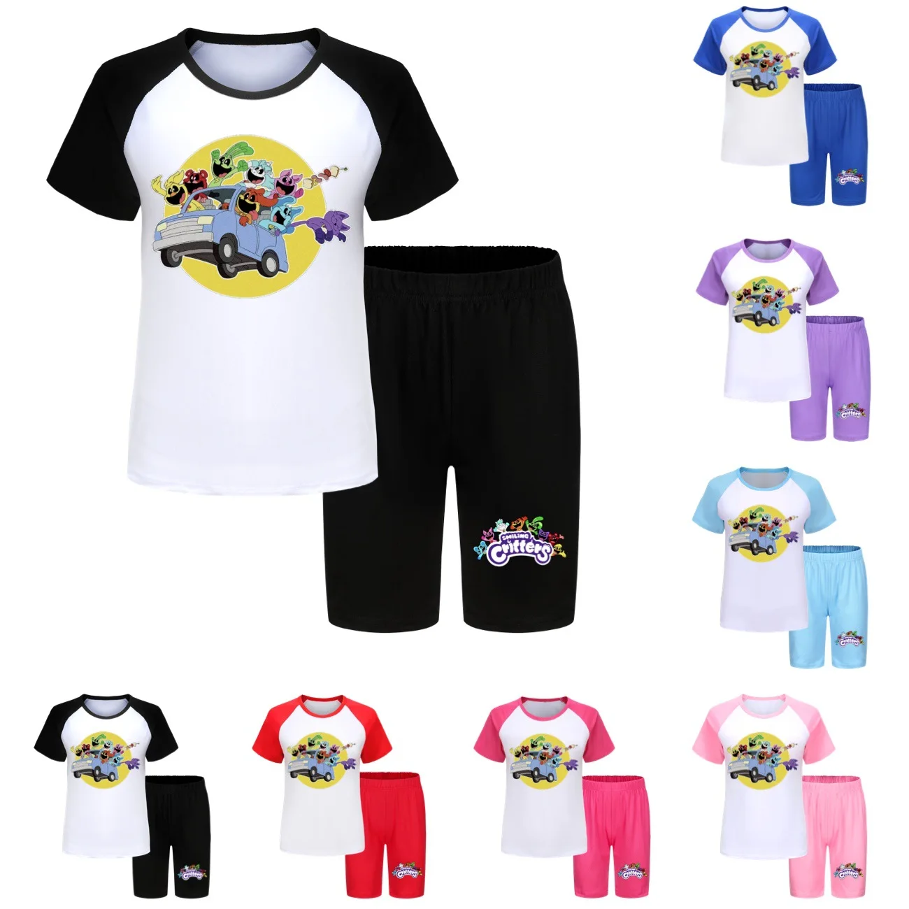 

Smiling Critters Clothes Summer Kids Catnap T-shirt Shorts 2pcs Set Baby Girls Short Sleeve Pajama Sets Teen Boys Clothing