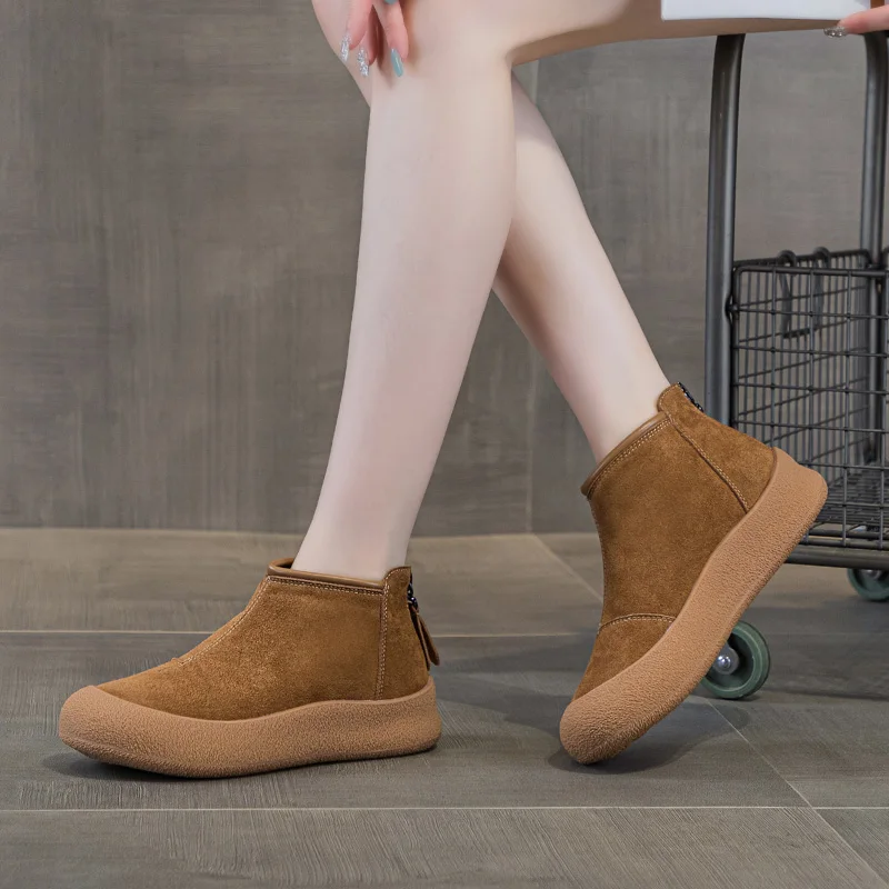 AIYUQI Snow Boots Women Large Size 2025 Winter Genuine Leather Women Short Shoes Thickened Warm Winter Boots Women - Image 2