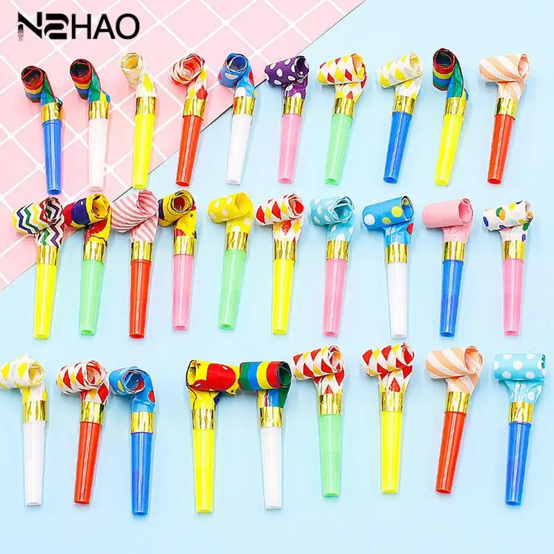 20/40PCS Colorful Stripes Party Blower Blowout Horn Whistle Noise Maker For Children Birthday Party Supplies Pinata Gift