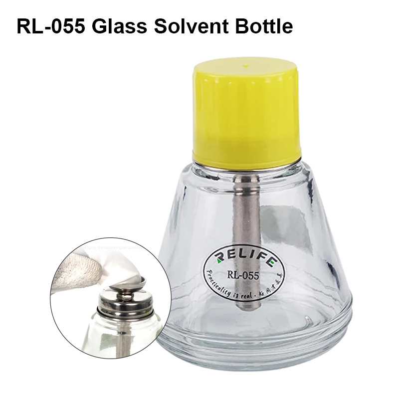 RELIFE RL-055 Glass Solvent Bottle Metal Suction Pipe Pressing Type Automatic Water Bottle Press Type Liquid Bottle