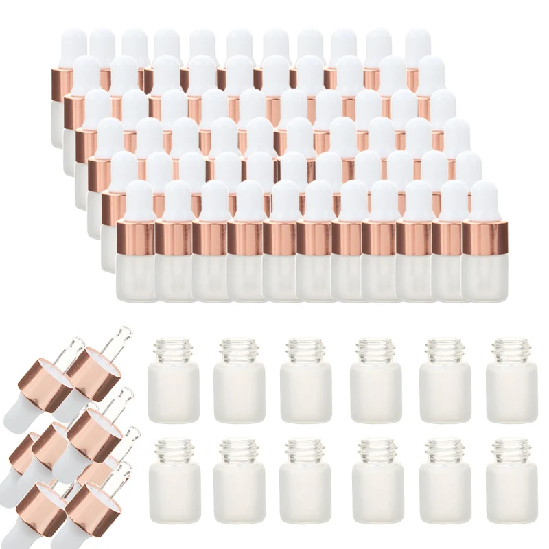 100 개/팩 2ml 3ml 5ml 젖빛 유리 드로퍼 병, 빈 에센셜 오일 병, 피펫 향수병 병 병