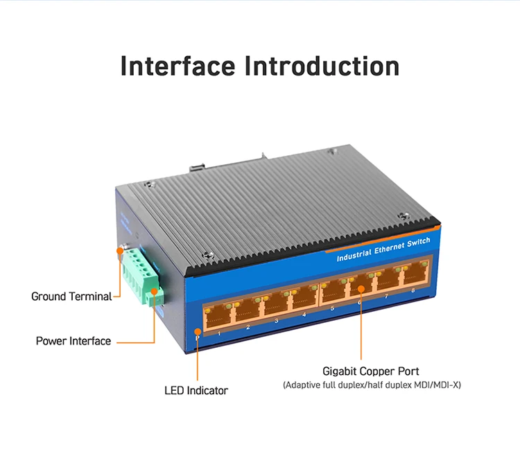 PUSR Industrial GIgabit Ethernet Switch With 10/100/1000Mbps 5/8/16 RJ45 POE+ Ports USR-ISG