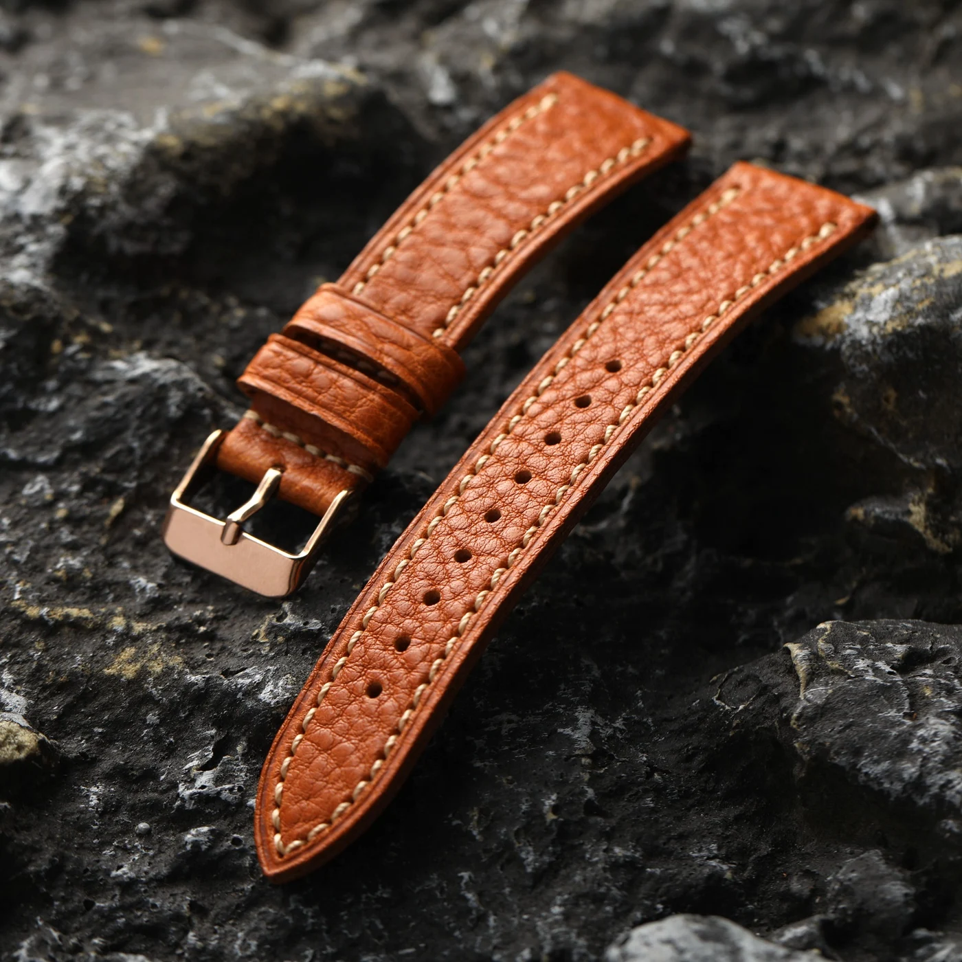 Handmade Tuscany Leather Watch Strap - Soft Retro Style in Black, Brown, and Blue (18mm, 20mm, 22mm)