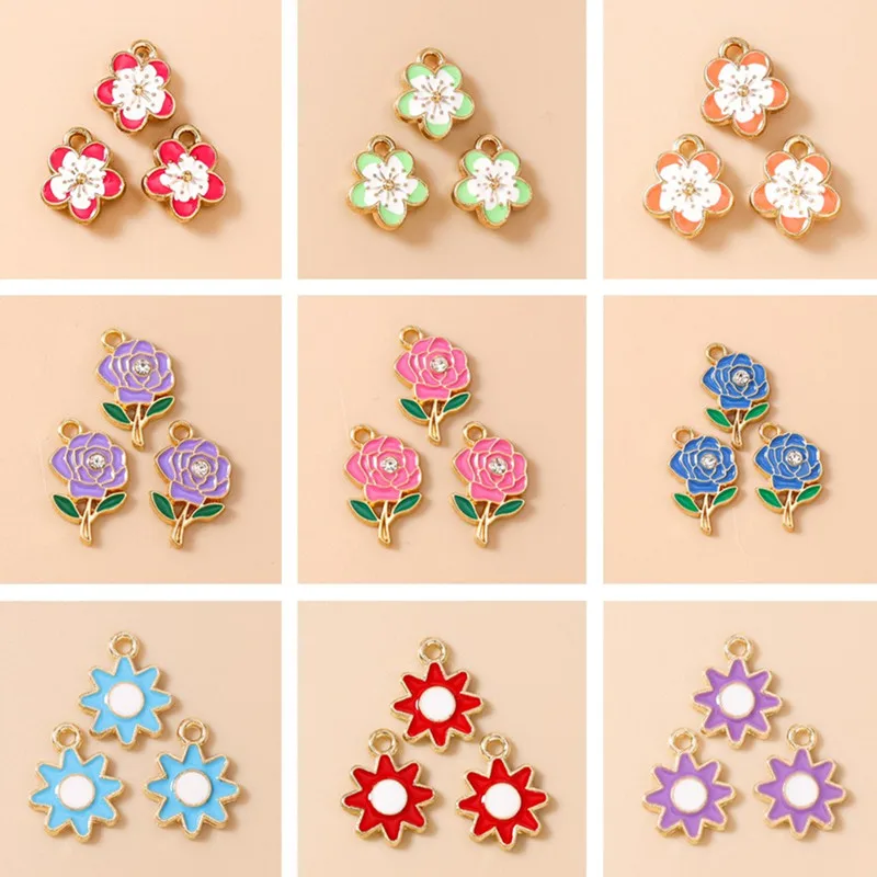 20 Stück niedliche, bunte Emaille-Blumen-Anhänger für die Schmuckherstellung, geeignet für Ohrringe, Halsketten, Armbänder und DIY-Bastelarbeiten.