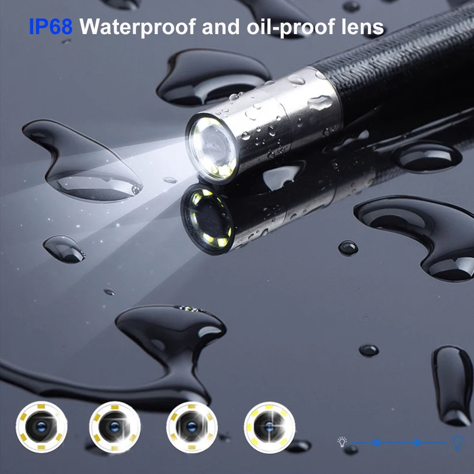 Ralcam Endoscope 360° Rotatif Avec Écran HD 5" 1280×720, Caméra Inspection 6,2 Mm à 6 LED, Câble Semi-Rigide 1 M, Étanche IP67 Pour Tuyaux Et Usage Industriel