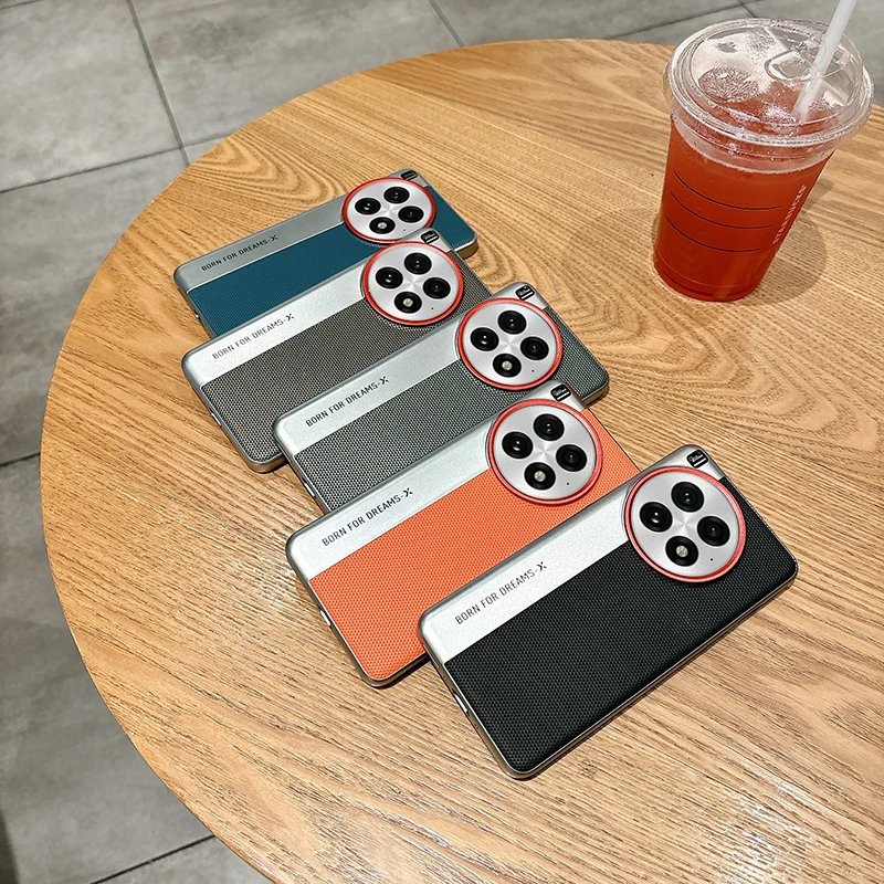 Fashion Triangle Pattern PU Leather + Hard PC Camera Protection Cover