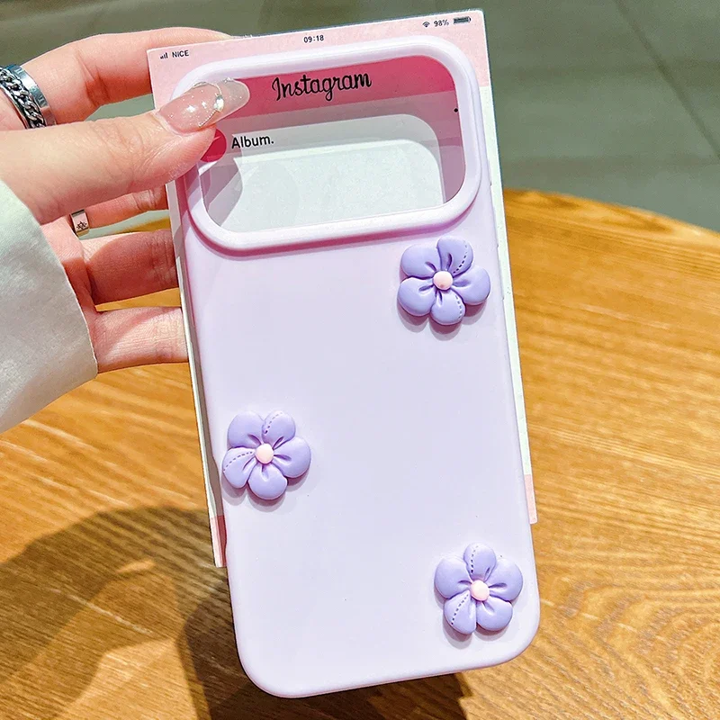 Cute 3D Floral Silicone Shockproof Phone Case - Candy Color Protective Cover with Flower Design