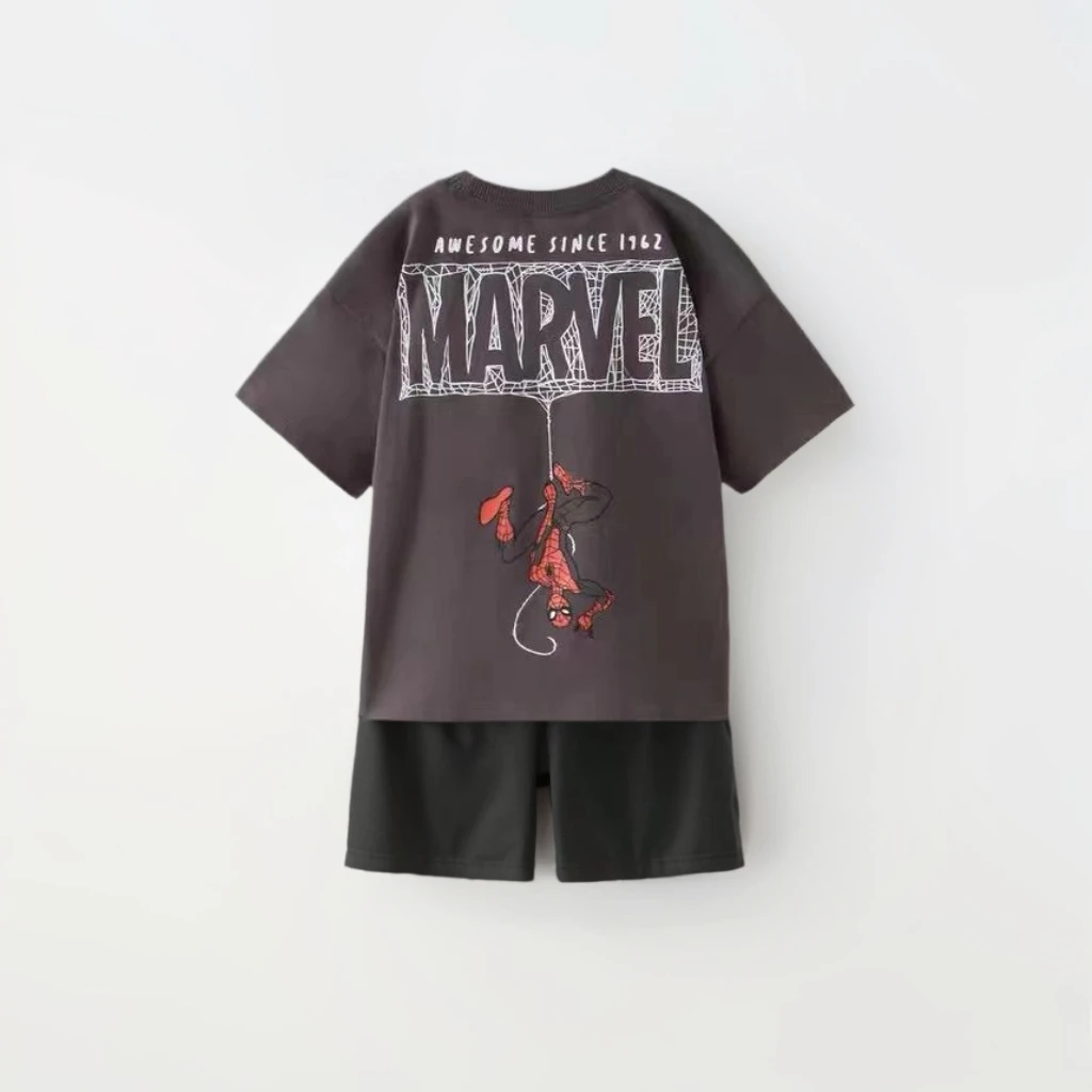 2025 Spider Man Print New Cartoon Short Sleeved Set For Baby Boys' Sportswear Summer T-shirt+shorts Children's 2-piece Set 3