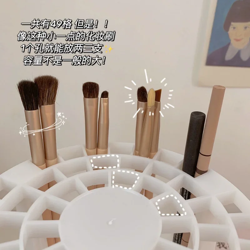 Plastic Pink White Makeup Brush Storage Rack Make-up Tool Box Cosmetic Storage Shelf Pen Storage Box Table Organizer 4