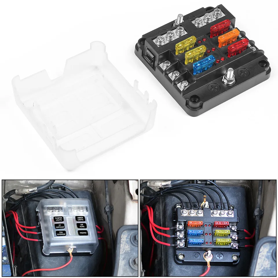 12V scatola di relè del fusibile, 4 pin impermeabile 6 relè 11 ATC ATO fusibili blocco relè con staffa Z, blocco fusibili relè per auto camion automobilistico