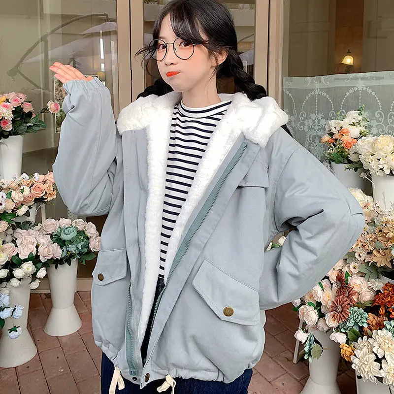

Tooling Jacket Women Clothing High Street Vintage Multi Pocket Winter Clothes Women Jackets Casual Thick Coat Women Tops