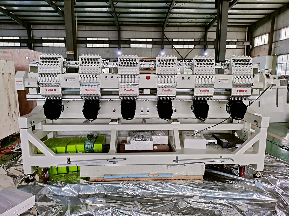 YunFu Computerized T Shirt 6 Heads Embroidery Machine 12 15 Needle High Speed 6 Head Embroidery Machine for Caps and T-shirt 5