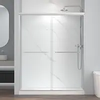 Shower Doors 56-60" W X 72" H Semi Frame Double Sliding Bathroom Glass Shower Door,  SGCC Tempered Glass, Chrome Finish 1