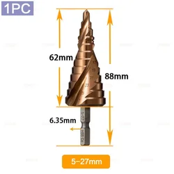 Premium HSS M35 Double Spiral Step Drill Bit (5 - 27mm)