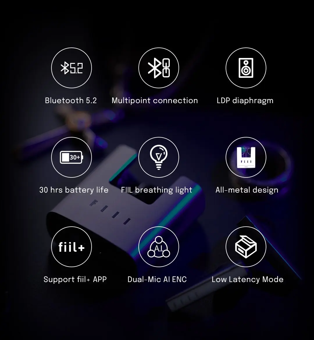 Global Version FIIL CC Nano Wireless Bluetooth 5.2 Earbuds ENC TWS Headphones Metal Design Hi-Fi Earphones Support APP Gift