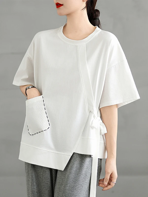 New 2025 Women's Pure Cotton ort Sve T-irt Summer Loose round Ne Materni Top  Color Base Layer irt