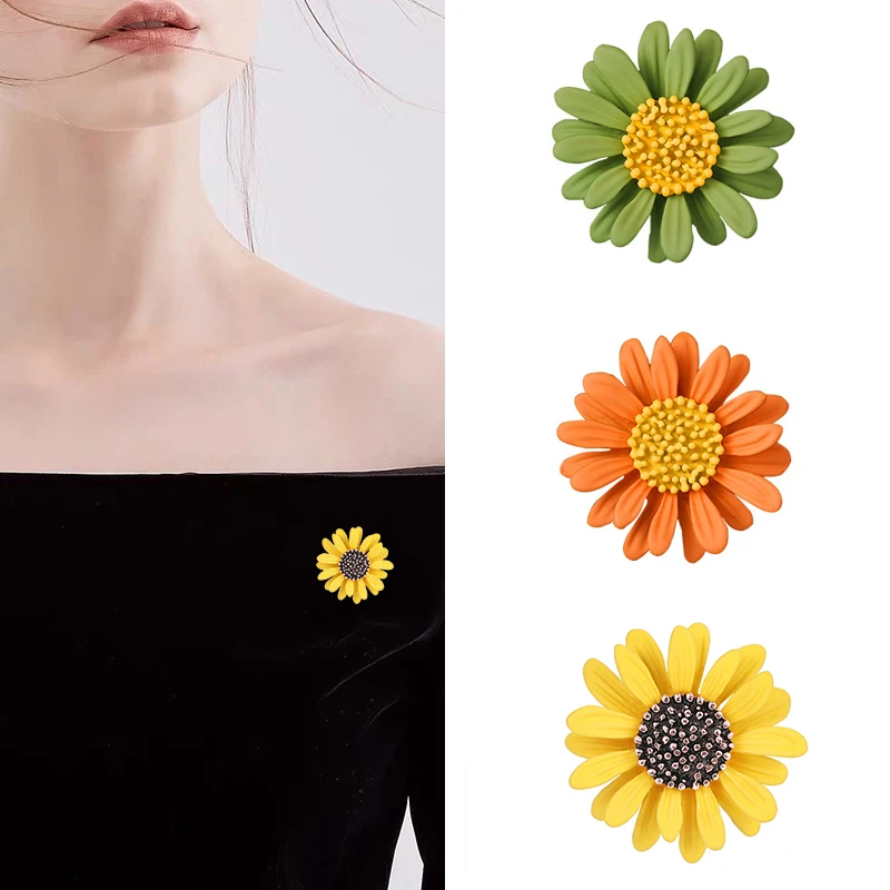 Enamel Flower Brooch Elegant Vintage Enamel Plant Flowers Daisy Brooch for Women and Men Collar Brooches Accessories Couple Jewelry Gifts