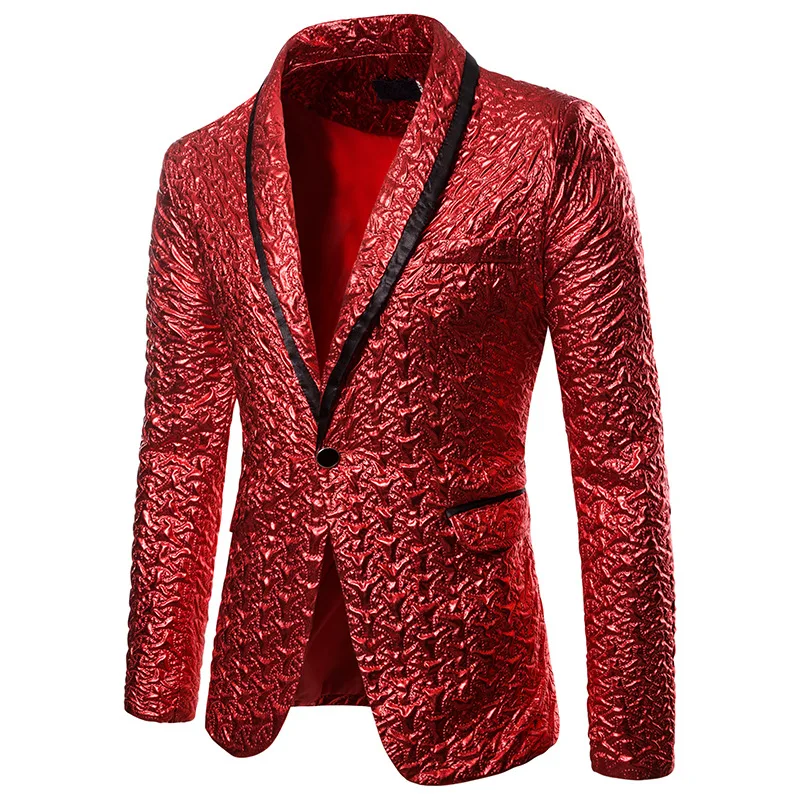 Shiny Gold Glitter Suit Men Jacket 2022 Brand Shawl Collar One Button Blazer Mens Party Wedding Groom Prom Host Dress Blazers