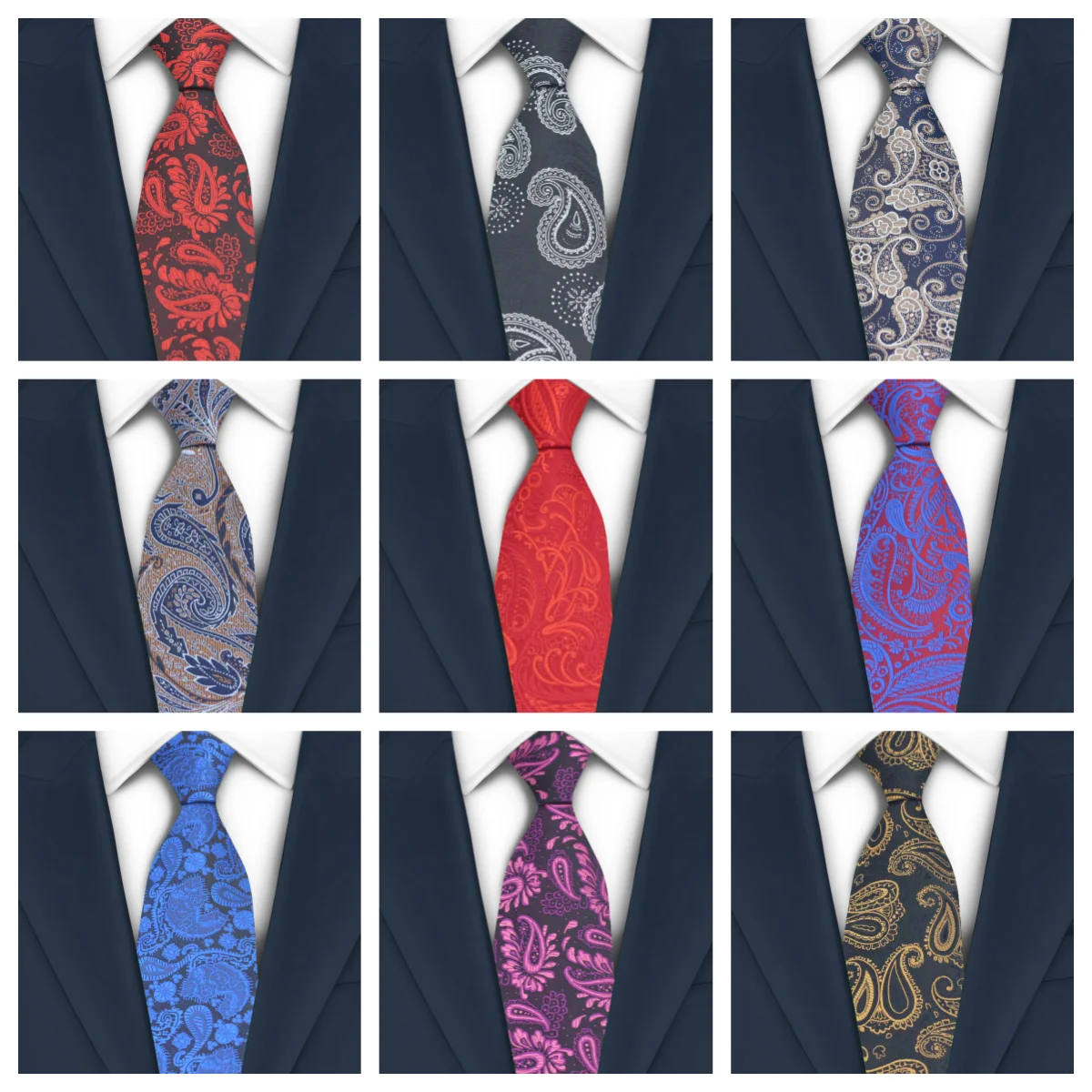 

LYL 8CM New Fashion Men's Paisley Silk Tie Blue Red Purple Necktie High Quality Slim Cravat Tie For Wedding Party Business Gift