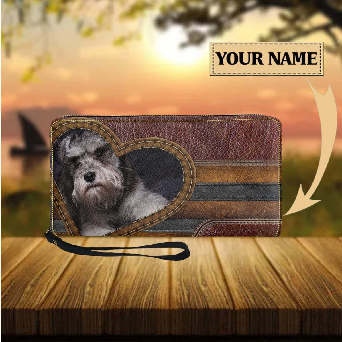 CuteSchnauzerAnimalPatternWomenWalletPersonalizedPursewith