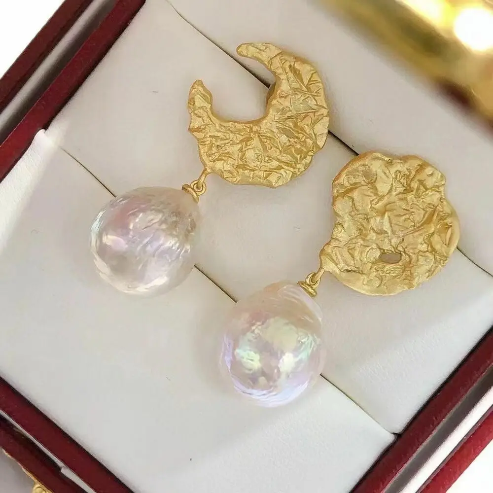 

charming 11-12mm south sea baroque white pearl earring 925s earings earrings dangle gift