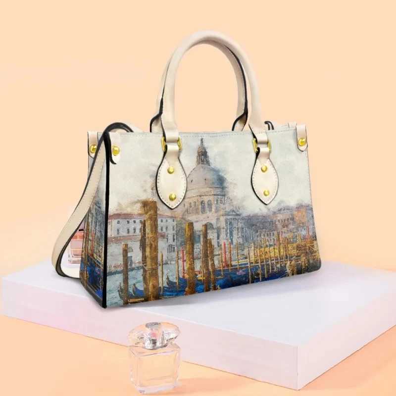 

Tourist Attraction Pattern Branch Design Handbags for Women Fashion Shoulder Shopping Bag Practical Ladies Tote Bags Commuting